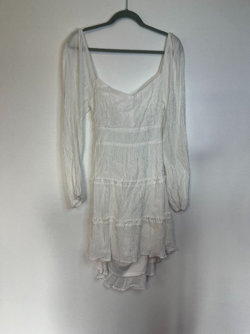 Altar'd State White Flowy Longsleeve Open Back Mini Dress